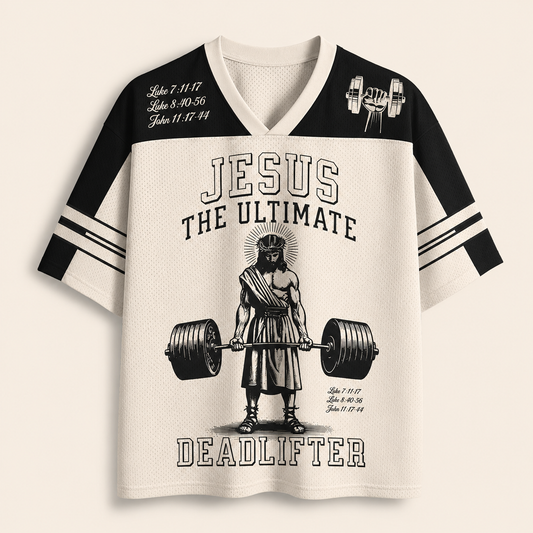 Jesus The Ultimate Deadlifter Christian Unisex Mesh Jersey
