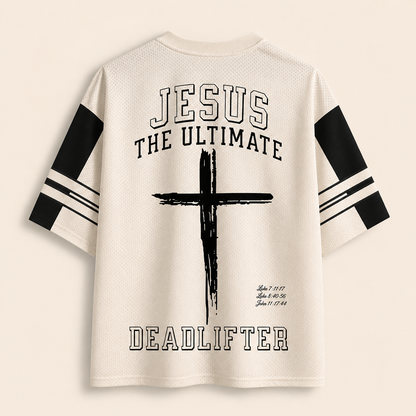 Jesus The Ultimate Deadlifter Christian Unisex Mesh Jersey