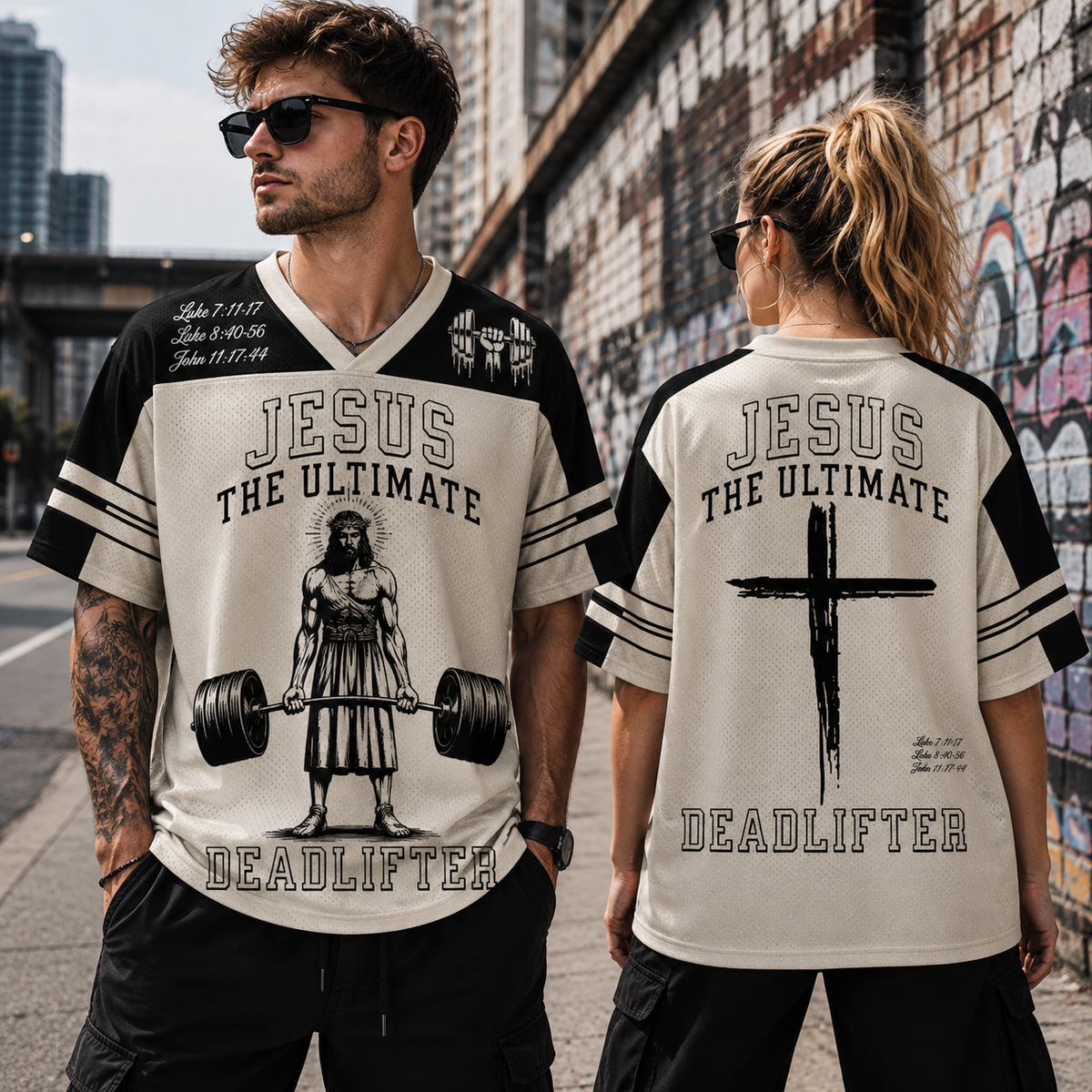 Jesus The Ultimate Deadlifter Christian Unisex Mesh Jersey