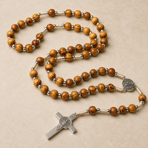 Natural Olive Wood Rosary with Crucifix