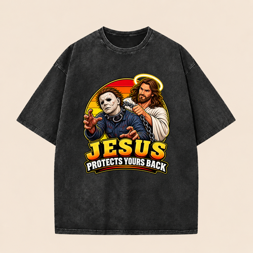 Jesus Vs Horror Washed T-Shirt 1