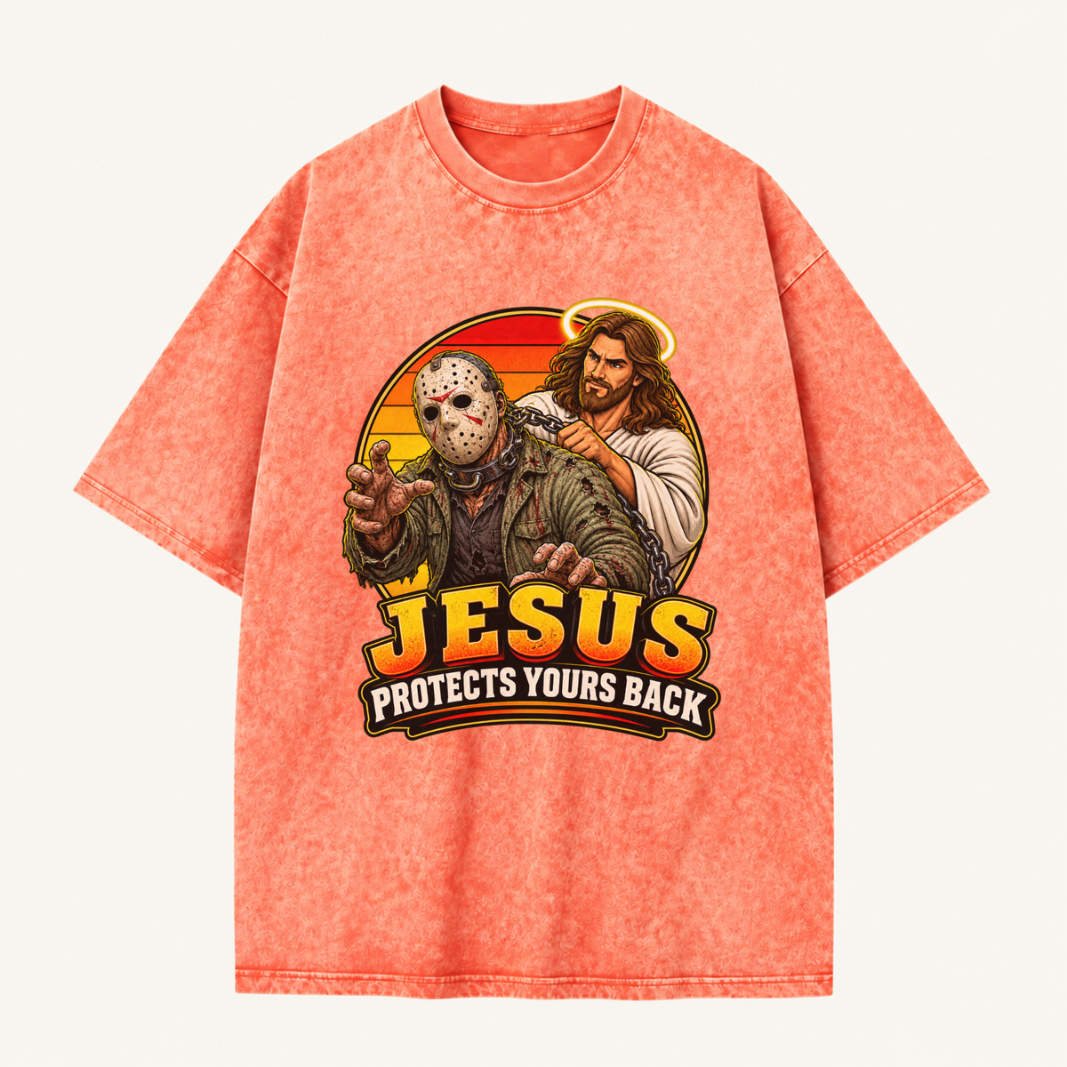 Jesus Vs Horror Washed T-Shirt 915