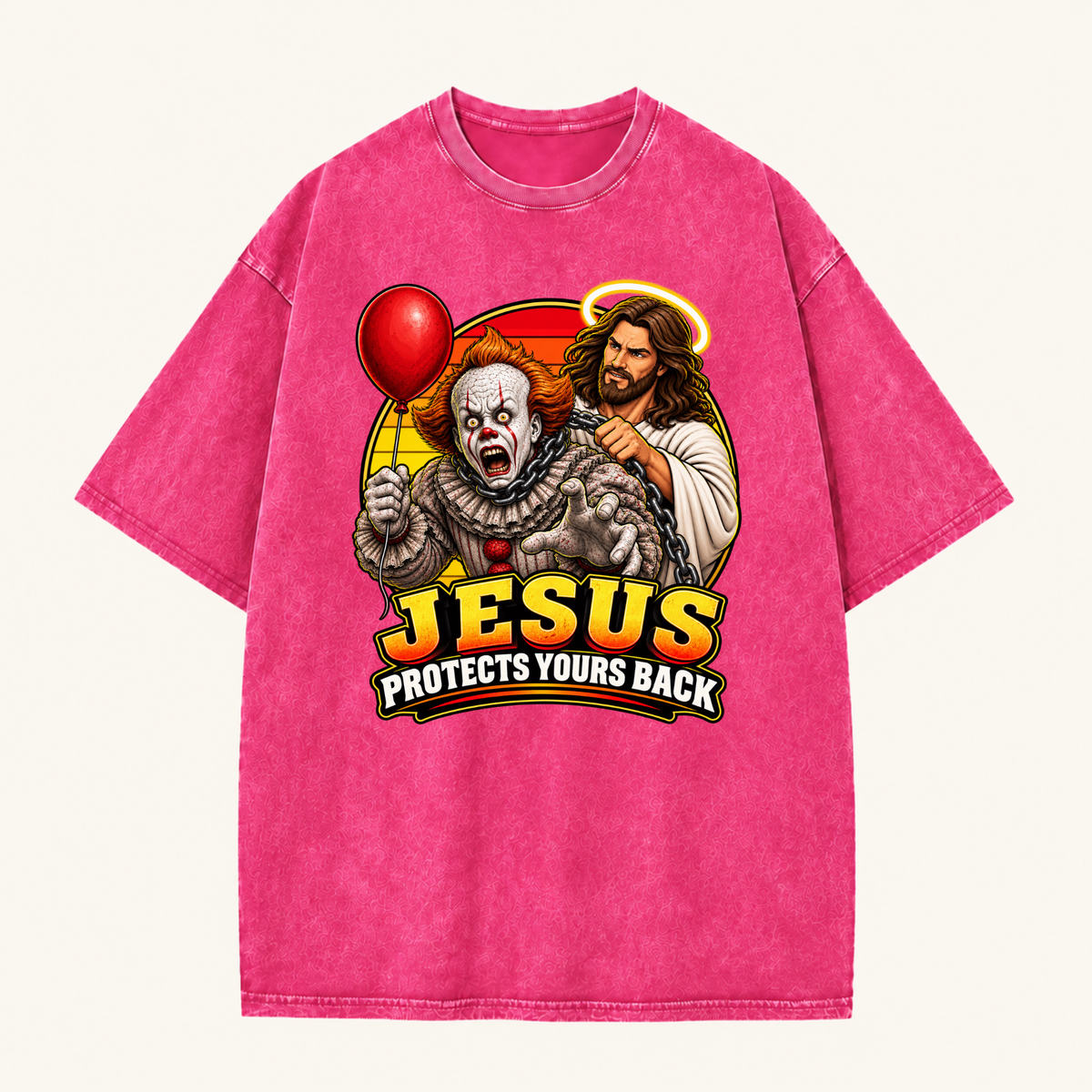 Jesus Vs Horror Washed T-Shirt 5
