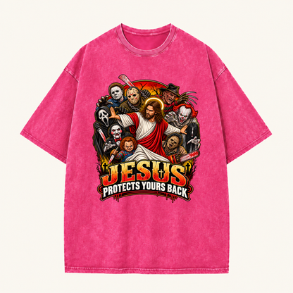 Jesus Vs Horror Washed T-Shirt 8
