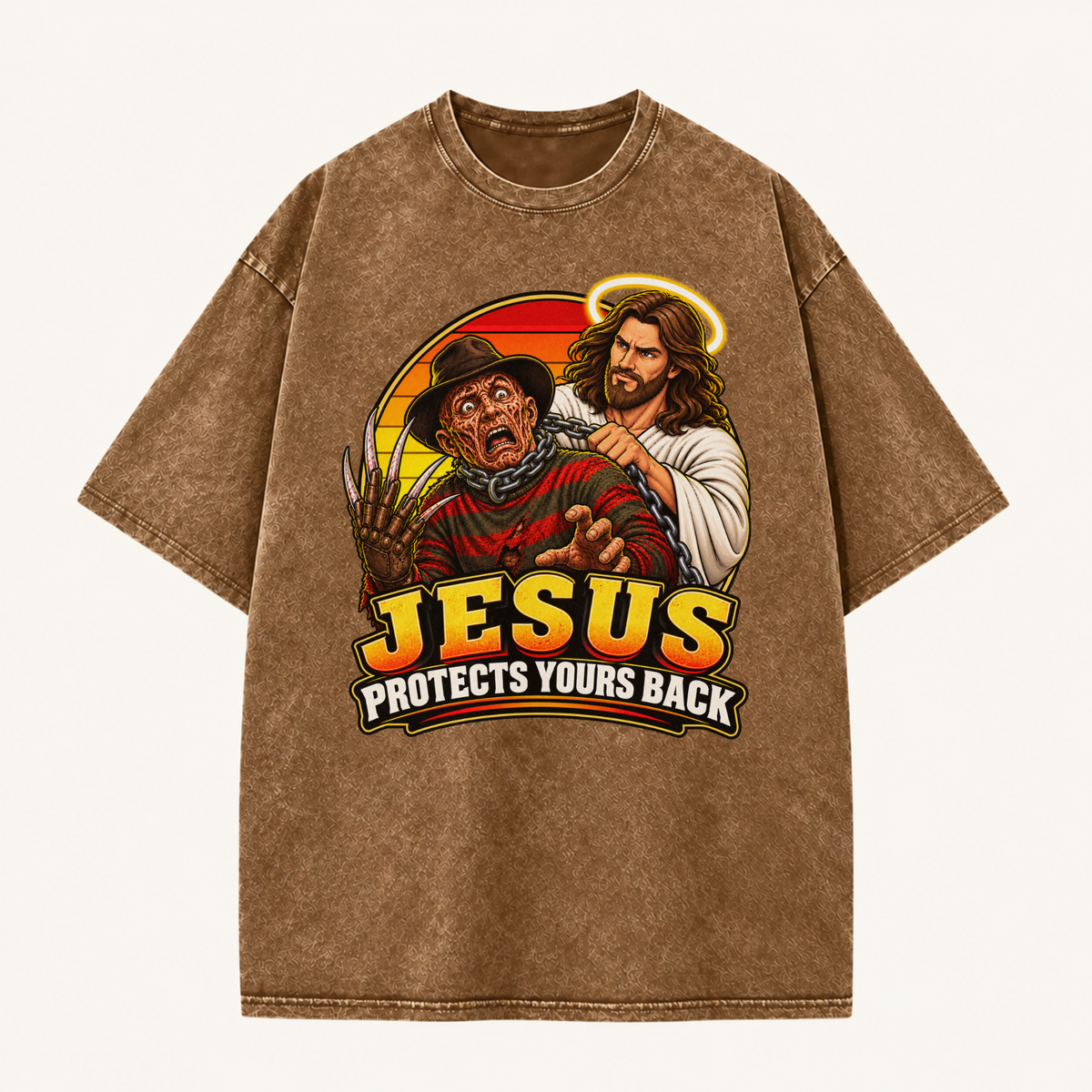 Jesus Vs Horror Washed T-Shirt 2