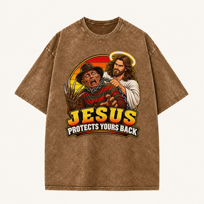 Jesus Vs Horror Washed T-Shirt 2