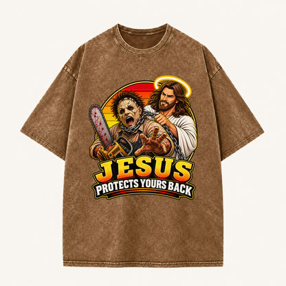 Jesus Vs Horror Washed T-Shirt 4