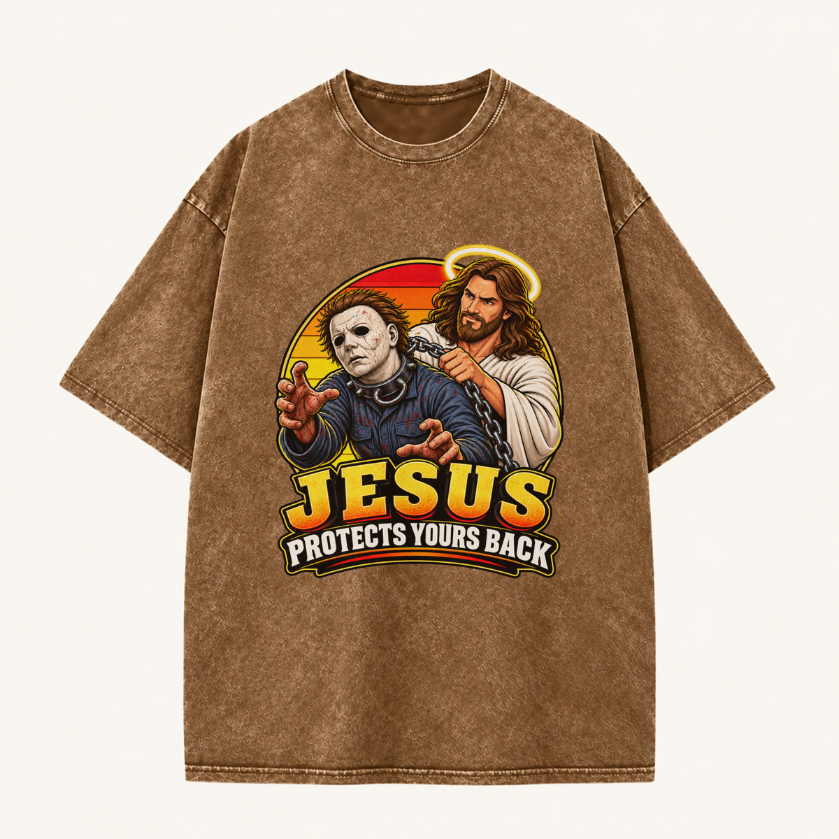 Jesus Vs Horror Washed T-Shirt 1