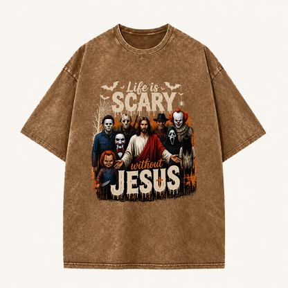 Jesus Vs Horror Washed T-Shirt 7