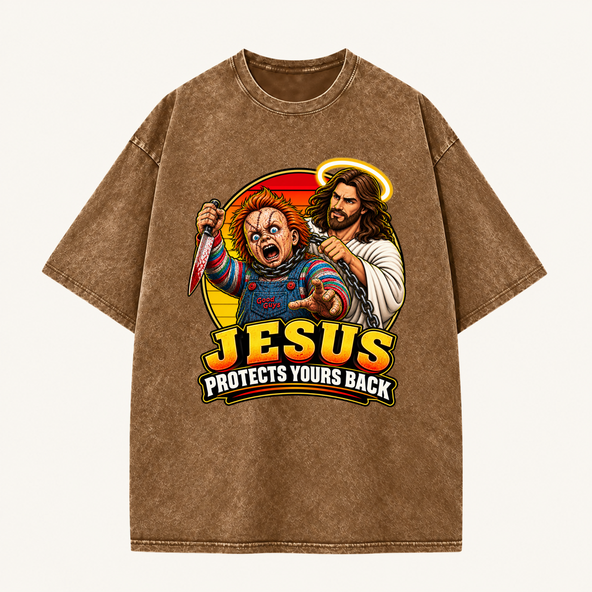 Jesus Vs Horror Washed T-Shirt 6