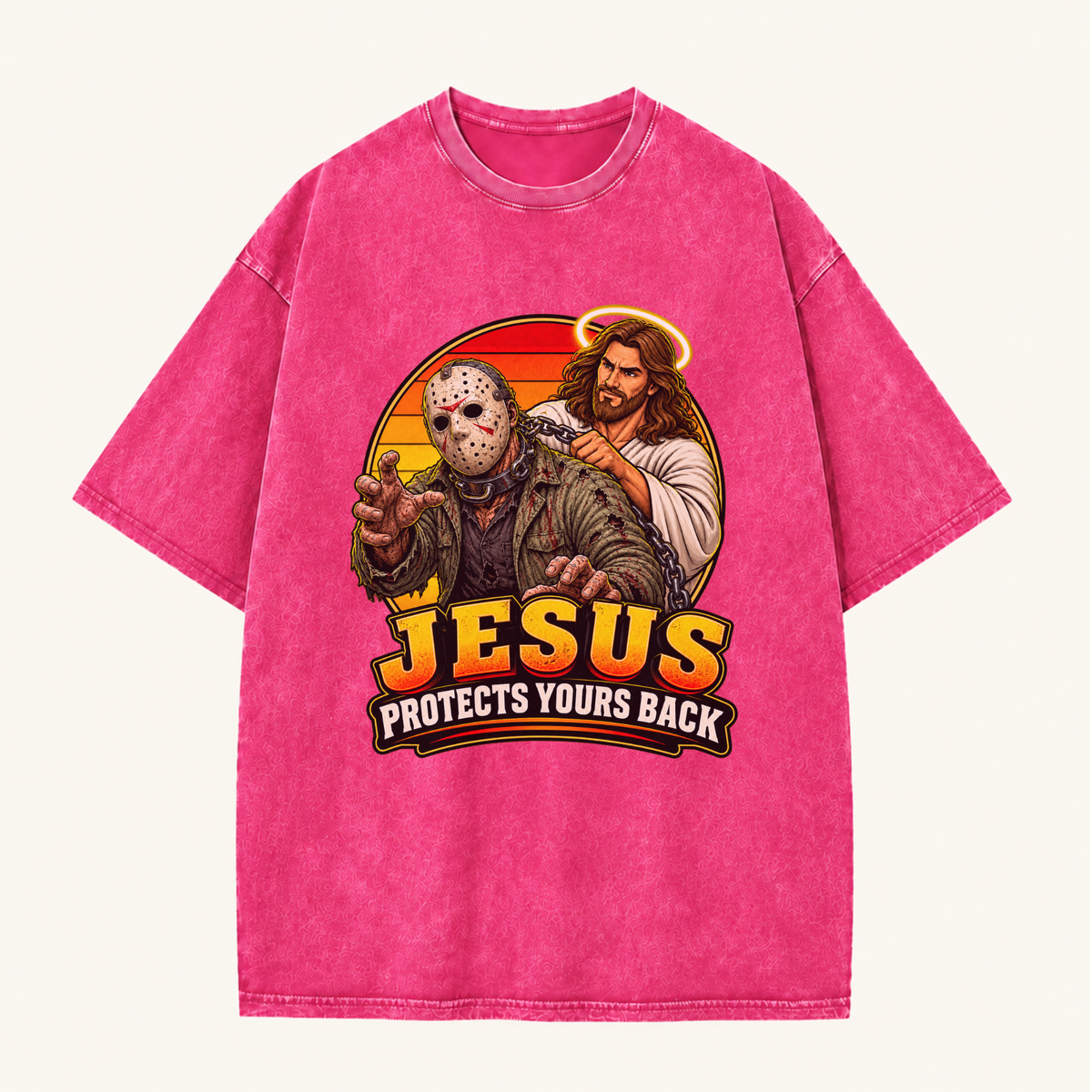 Jesus Vs Horror Washed T-Shirt 915