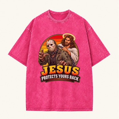 Jesus Vs Horror Washed T-Shirt 915