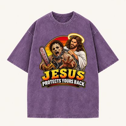 Jesus Vs Horror Washed T-Shirt 4