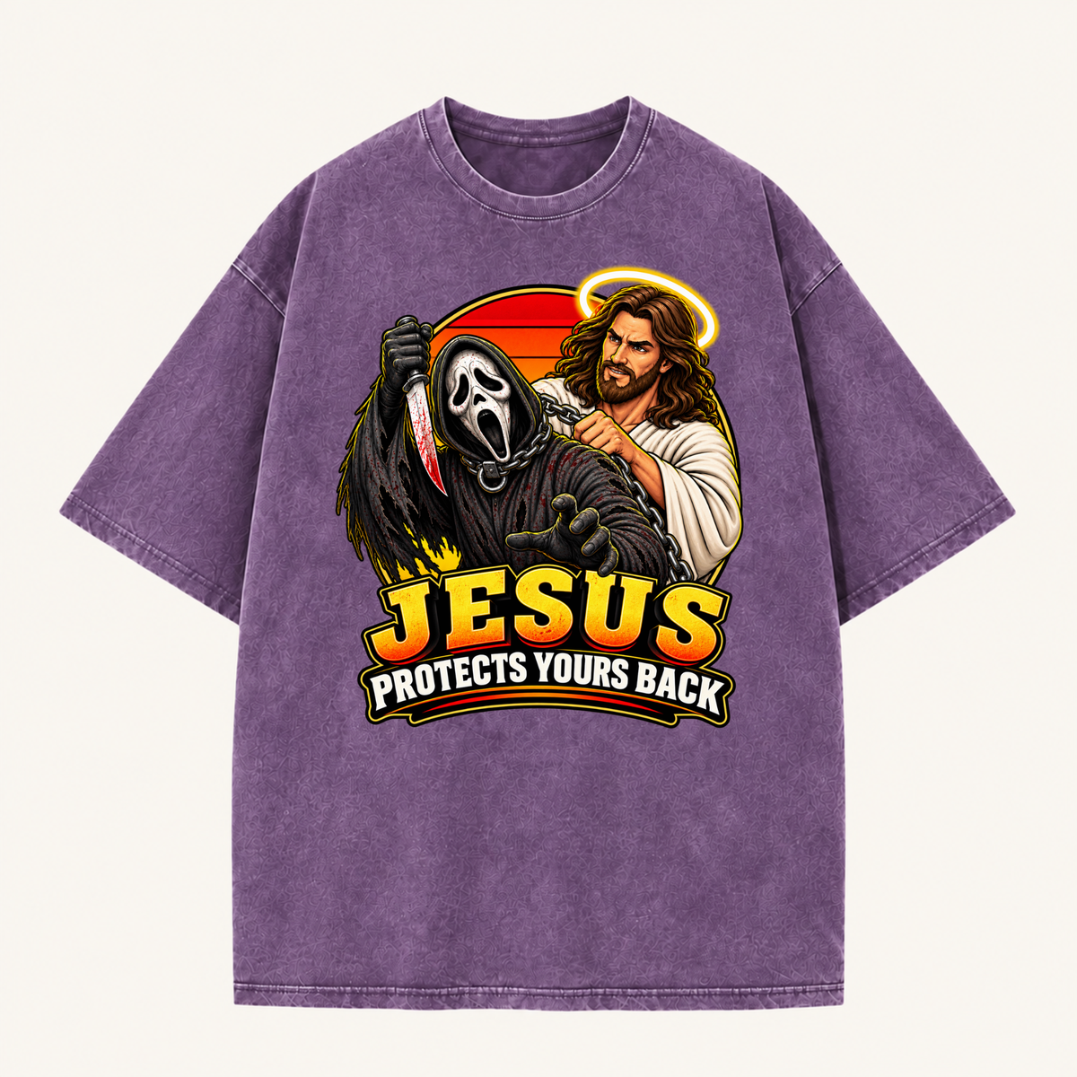 Jesus Vs Horror Washed T-Shirt 3