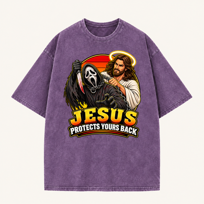 Jesus Vs Horror Washed T-Shirt 3