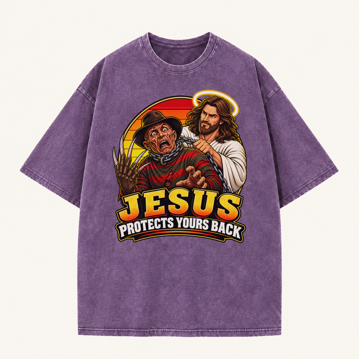 Jesus Vs Horror Washed T-Shirt 2