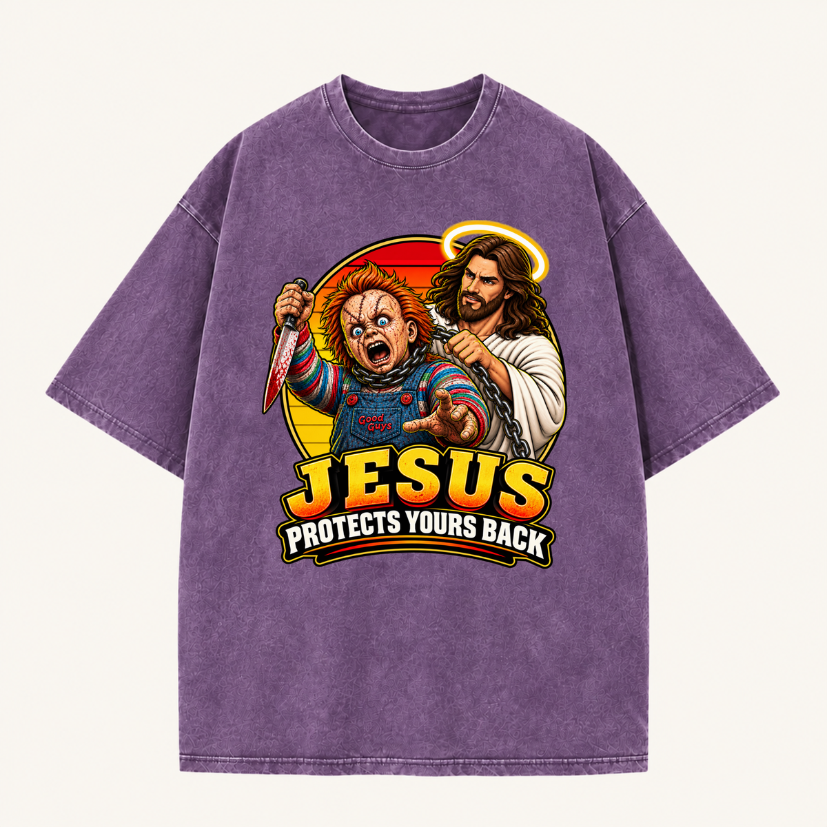 Jesus Vs Horror Washed T-Shirt 6