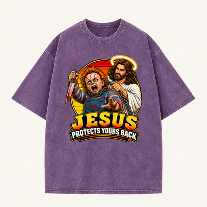 Jesus Vs Horror Washed T-Shirt 6