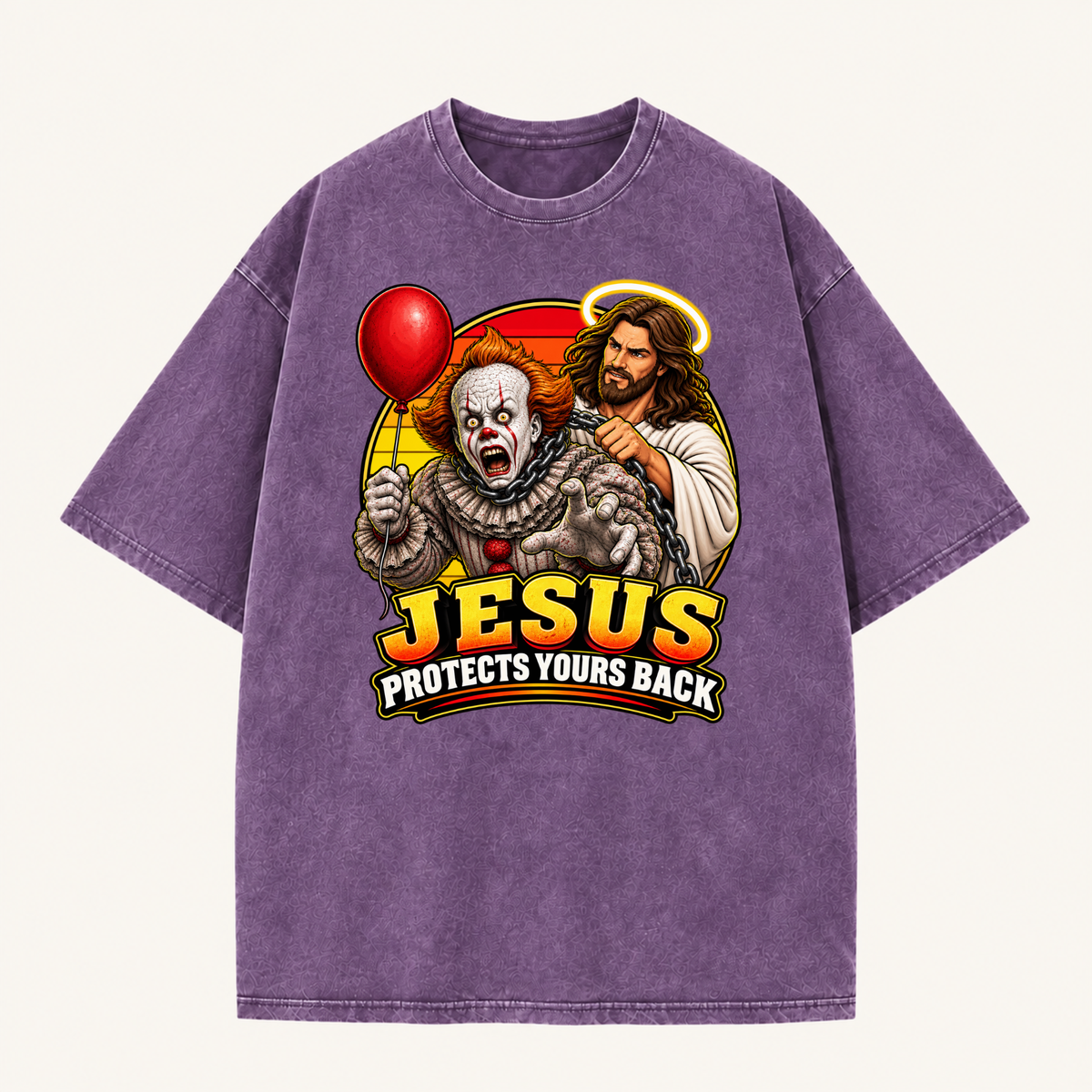 Jesus Vs Horror Washed T-Shirt 5