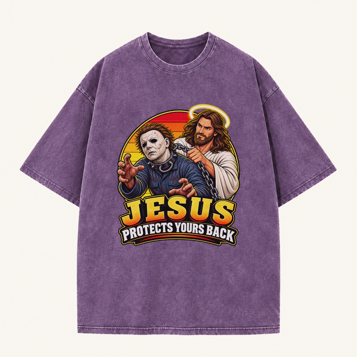 Jesus Vs Horror Washed T-Shirt 1