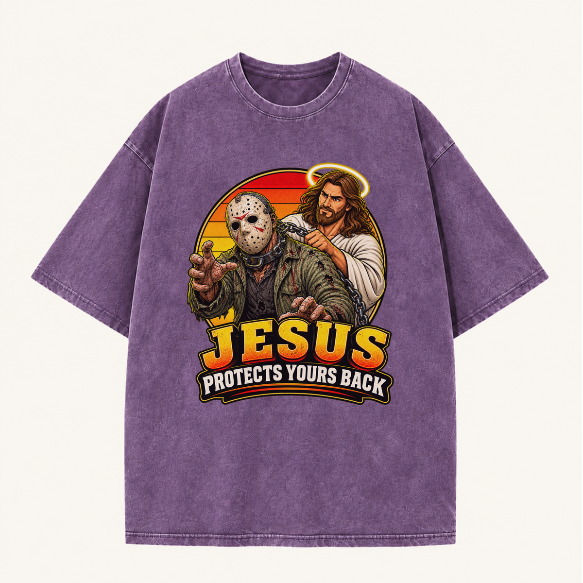 Jesus Vs Horror Washed T-Shirt 915