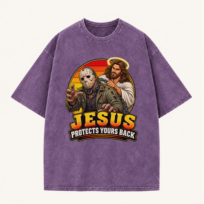 Jesus Vs Horror Washed T-Shirt 915