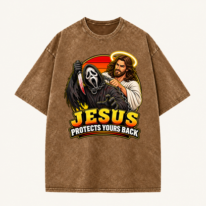 Jesus Vs Horror Washed T-Shirt 3
