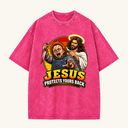 Jesus Vs Horror Washed T-Shirt 6