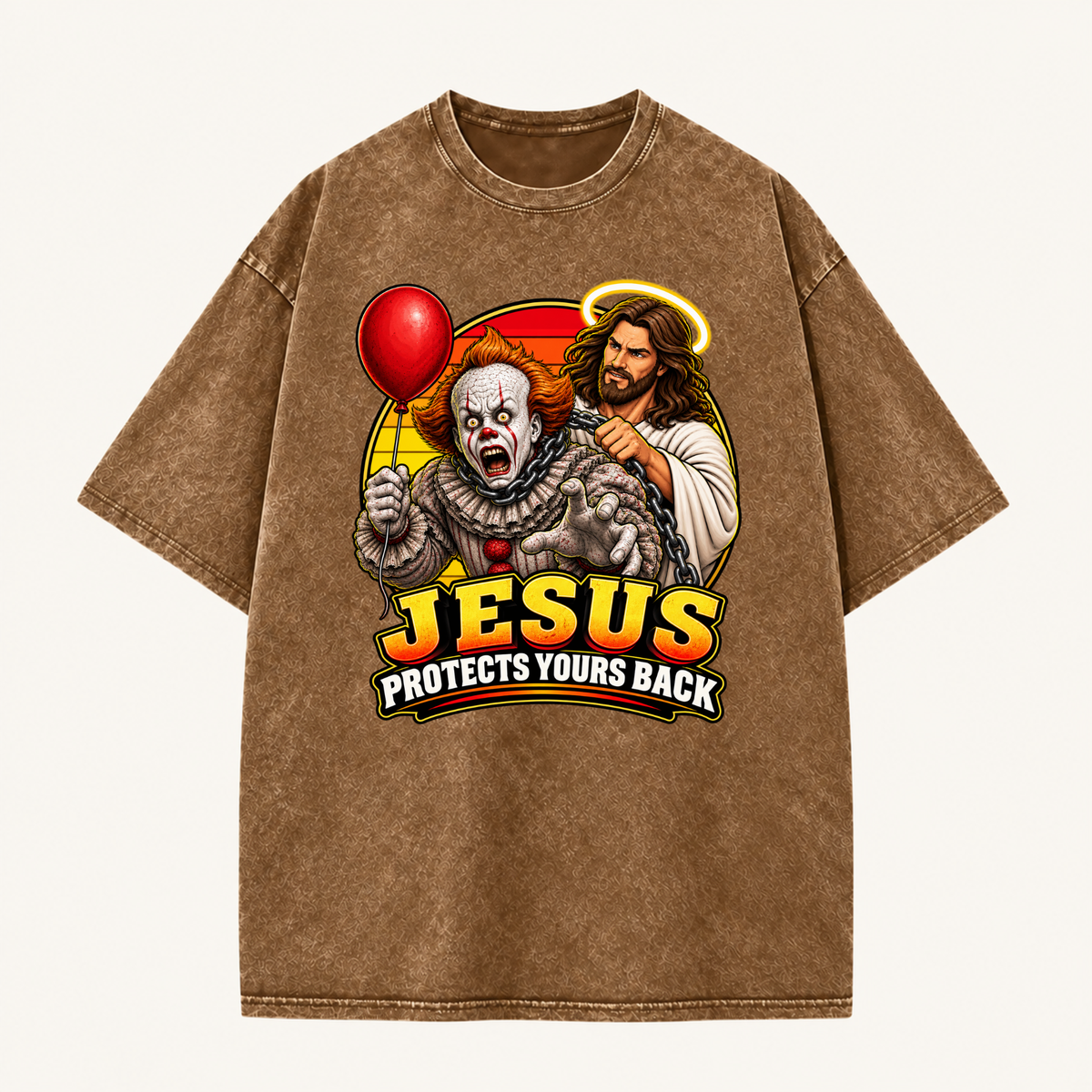 Jesus Vs Horror Washed T-Shirt 5