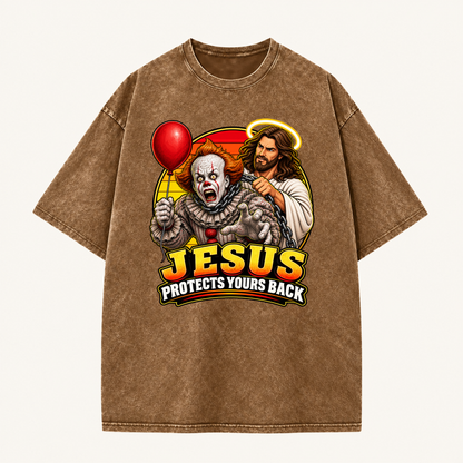 Jesus Vs Horror Washed T-Shirt 5