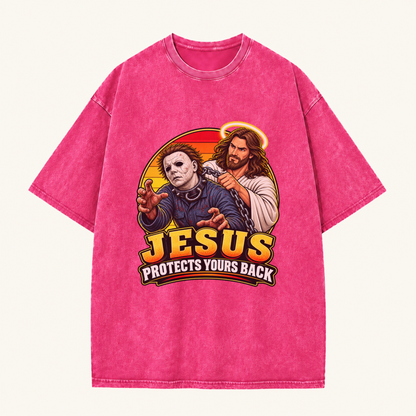 Jesus Vs Horror Washed T-Shirt 1