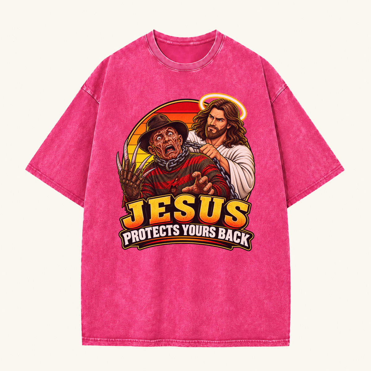 Jesus Vs Horror Washed T-Shirt 2