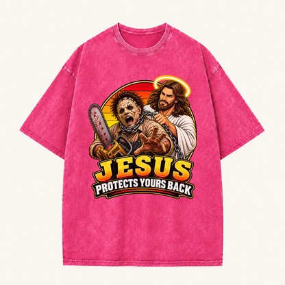 Jesus Vs Horror Washed T-Shirt 4