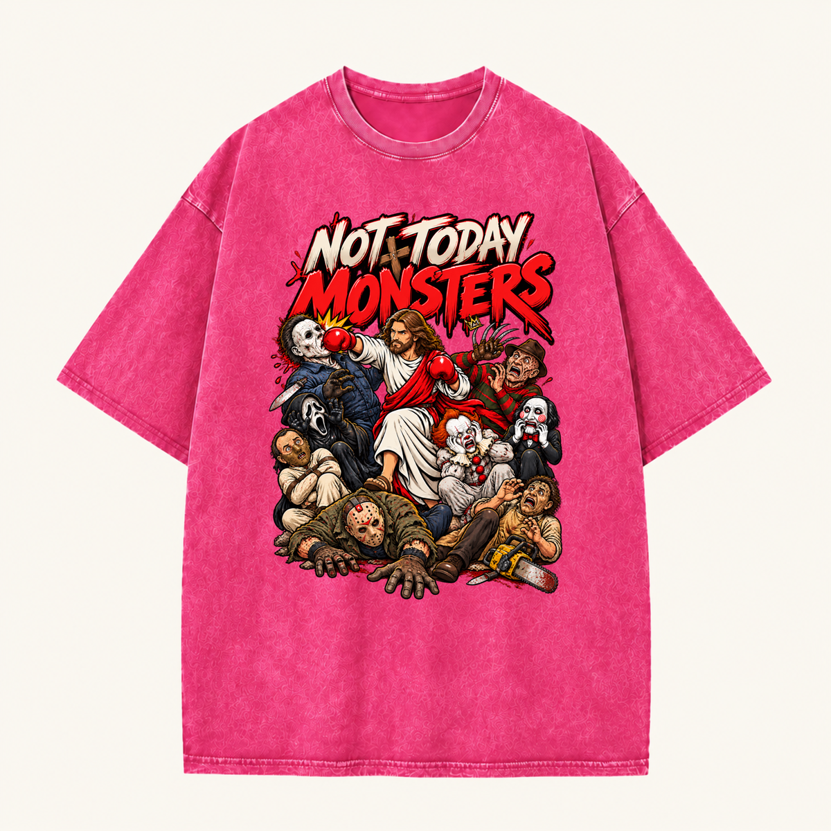 Jesus Vs Horror Washed T-Shirt 9
