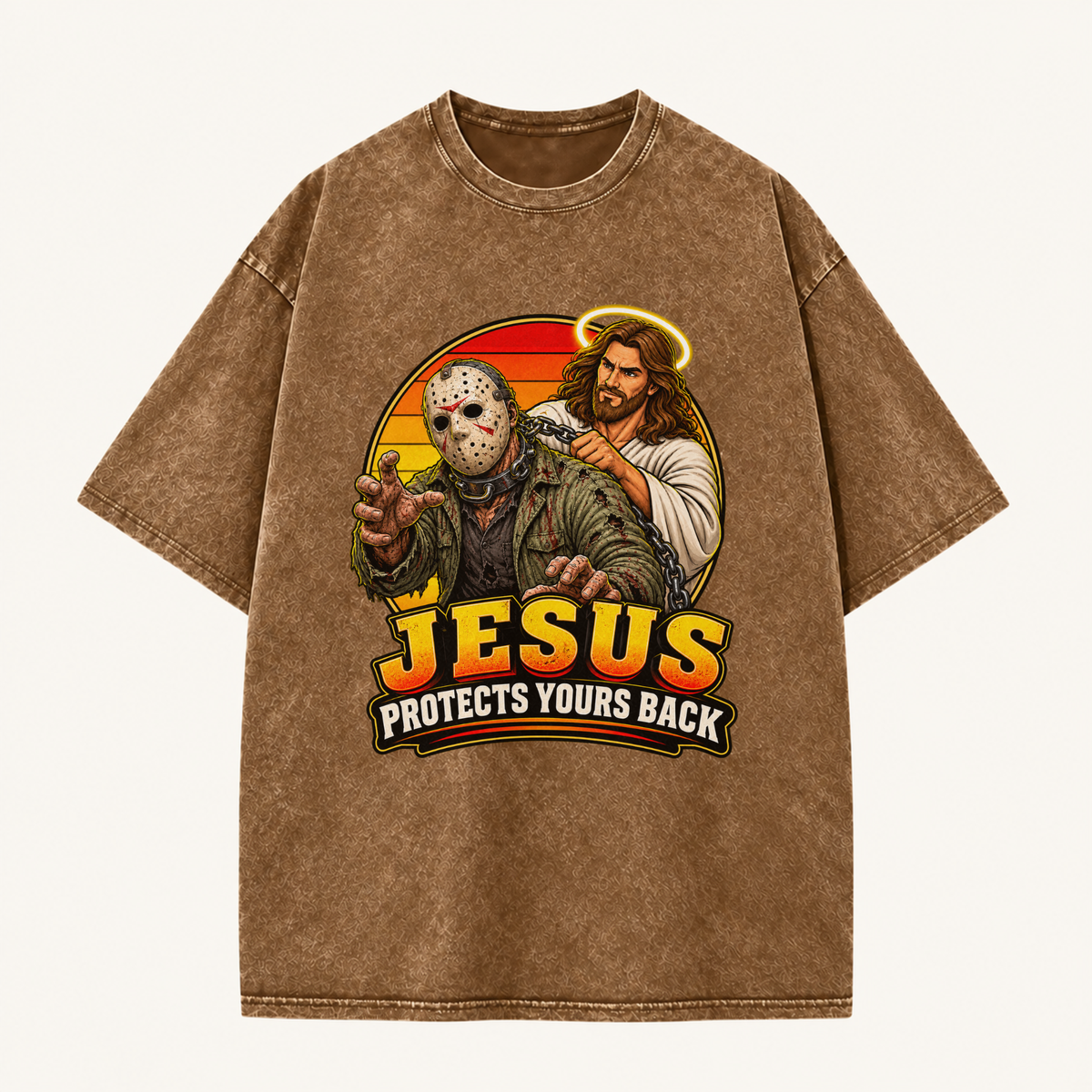 Jesus Vs Horror Washed T-Shirt 915