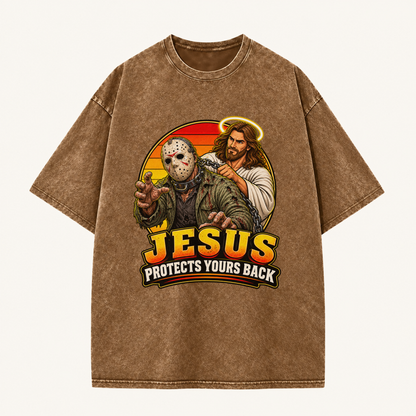 Jesus Vs Horror Washed T-Shirt 915