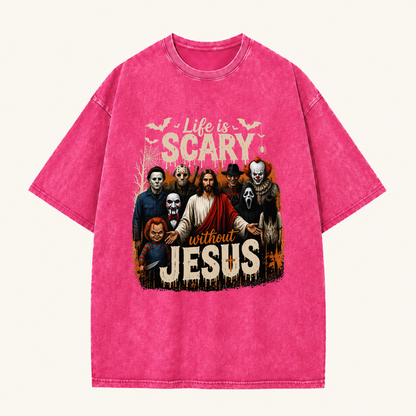 Jesus Vs Horror Washed T-Shirt 7