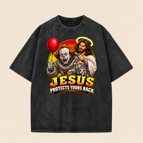 Jesus Vs Horror Washed T-Shirt 5