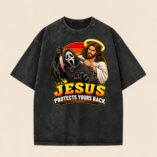Jesus Vs Horror Washed T-Shirt 3
