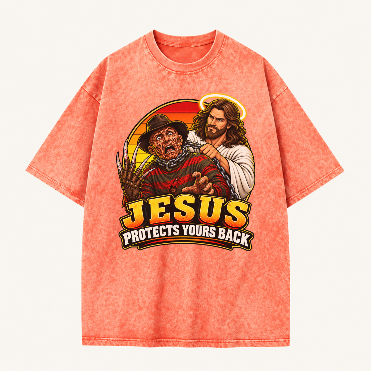 Jesus Vs Horror Washed T-Shirt 2