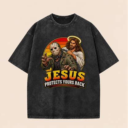 Jesus Vs Horror Washed T-Shirt 915