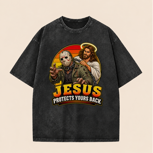 Jesus Vs Horror Washed T-Shirt 915
