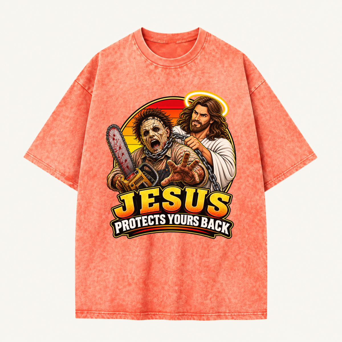 Jesus Vs Horror Washed T-Shirt 4
