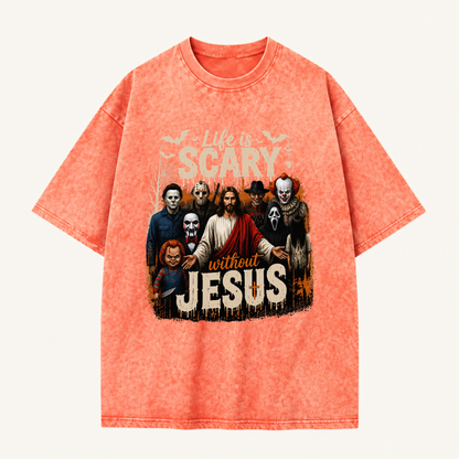 Jesus Vs Horror Washed T-Shirt 7