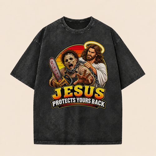 Jesus Vs Horror Washed T-Shirt 4