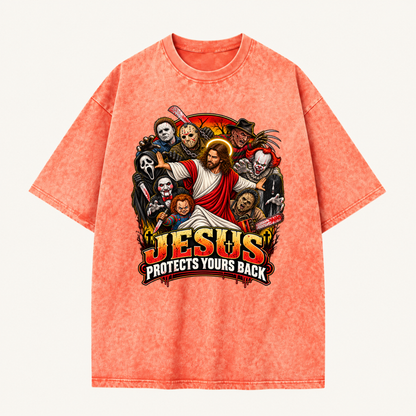 Jesus Vs Horror Washed T-Shirt 8