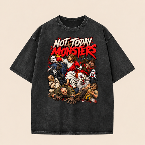 Jesus Vs Horror Washed T-Shirt 9