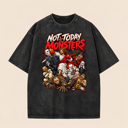 Jesus Vs Horror Washed T-Shirt 9