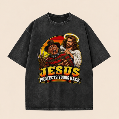 Jesus Vs Horror Washed T-Shirt 2