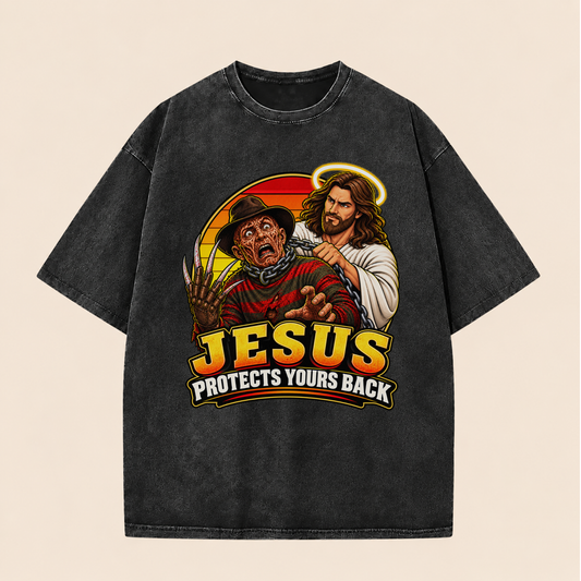 Jesus Vs Horror Washed T-Shirt 2